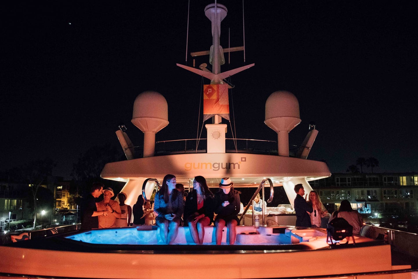 Group aboard a staged installation at a Los Angeles brand event