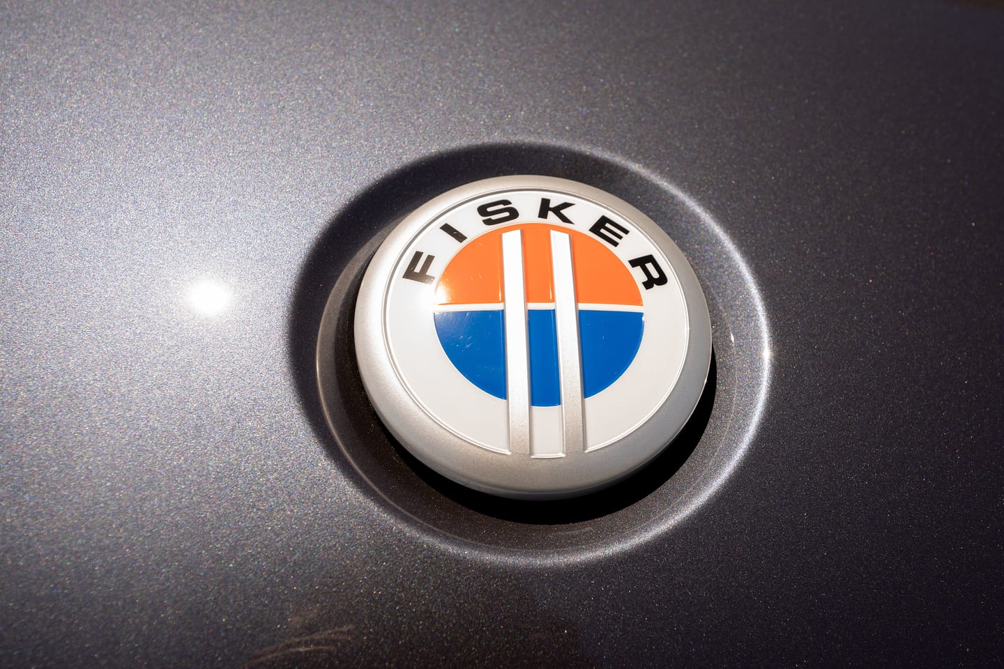 The Fisker roundel badge on a wheel centre cap