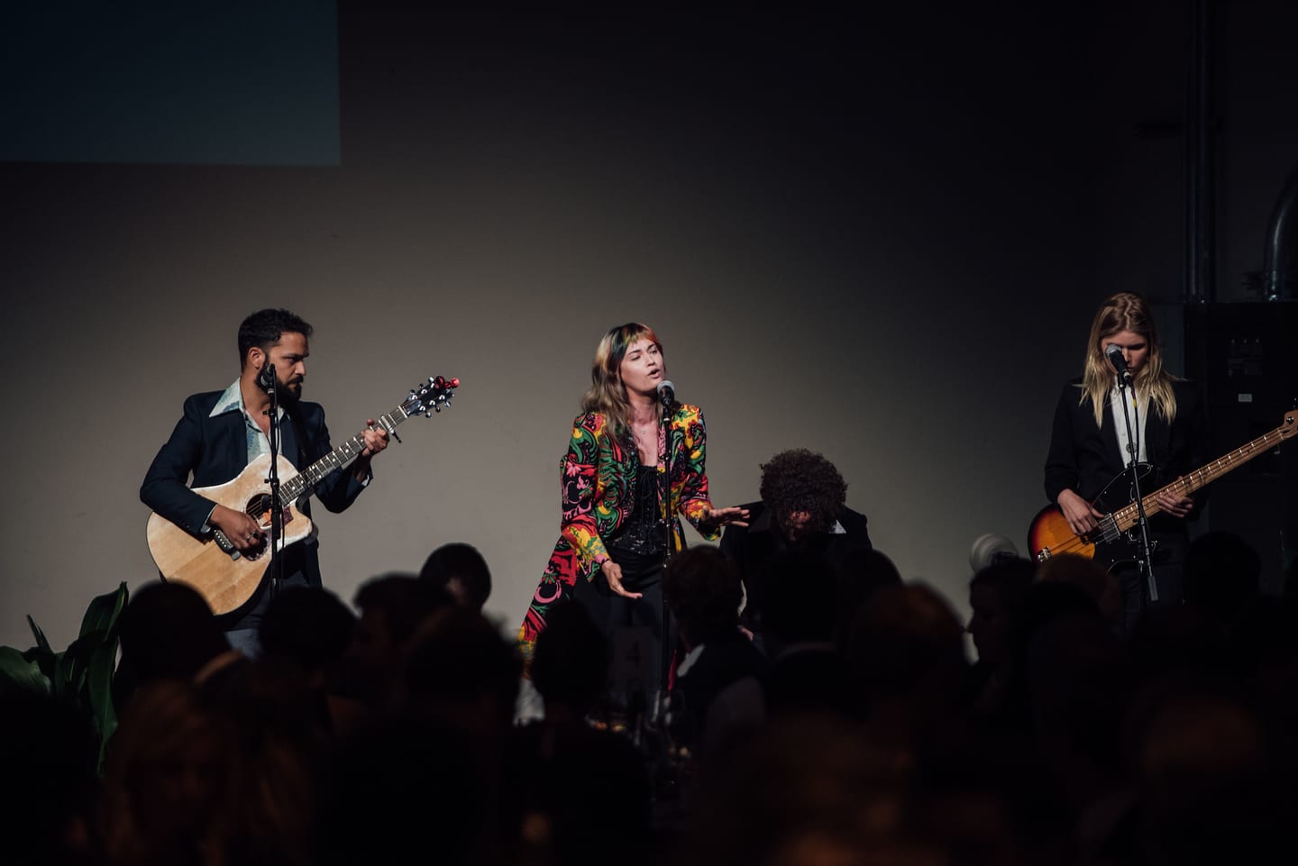 A band performing for the room at the 15th annual Global Green pre-Oscar gala at NeueHouse Hollywood