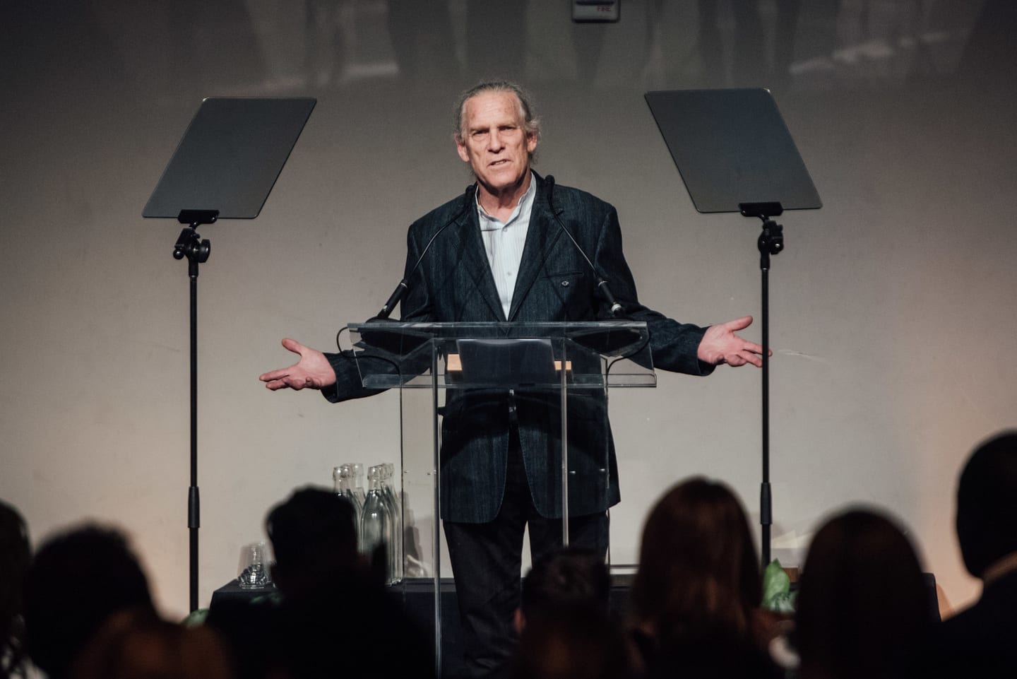 A speaker at the podium during the 15th annual Global Green pre-Oscar gala at NeueHouse Hollywood