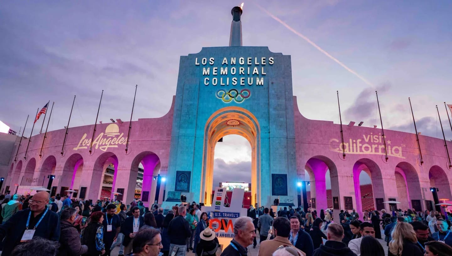 Corporate event on the field at the Los Angeles Memorial Coliseum for U.S. Travel